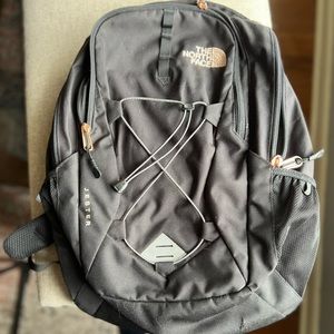 Black North Face Jester Backpack w/rose gold hardware 28L